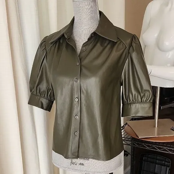 Sundays Gael Faux Leather Boho Chic Top Size XS Mob Wife New No Tags - Picture 3 of 7